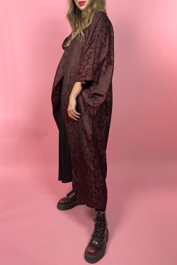Čierno-bordové japonské vzorované kimono - UNI
