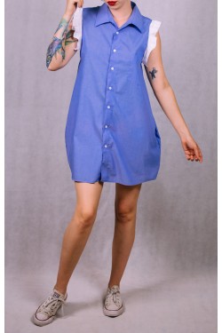Modré košeľové šaty - Upcyclové