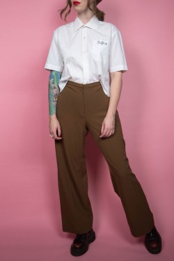 Hnedé vintage nohavice s prímesou vlny - L/XL