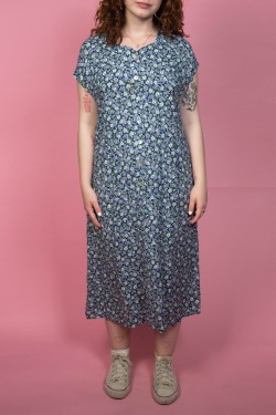 Modré vintage šaty s kvietkami - L